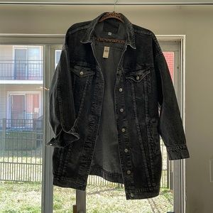 American Eagle black denim jacket, size medium.